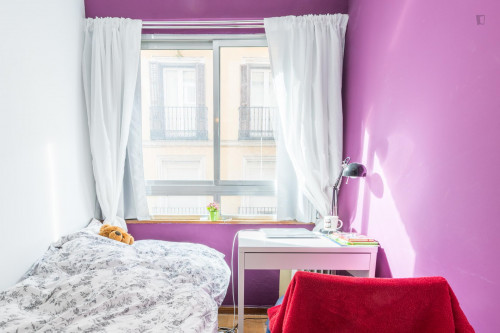 Cheerful single bedroom close to Chueca metro station