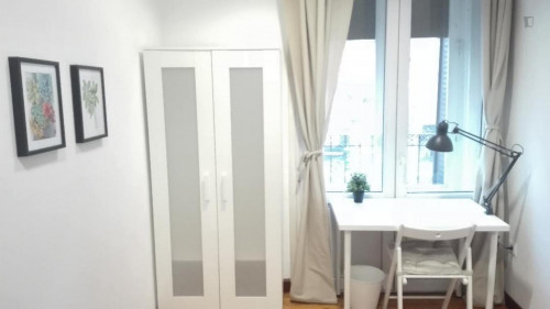 Cute single bedroom in a 8 bedroom apartment in Chamberí