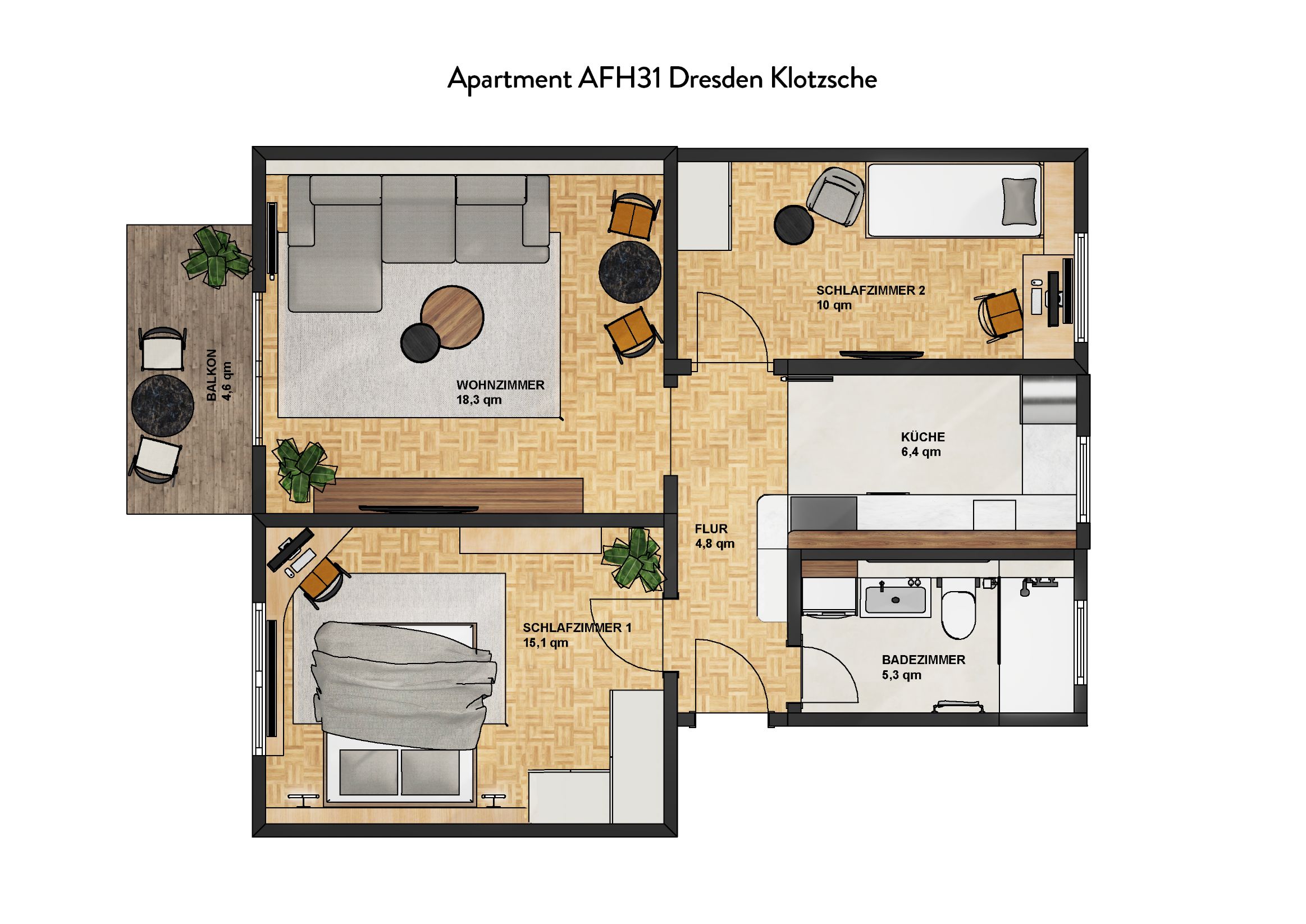 Design Business Apartment Near Forest | 2 Bedrooms | Living Area | Close To Dresden Airport - Design Business Apartment near forest | 2 bedrooms | living area | close to Dresden Airport - Gallery - 1