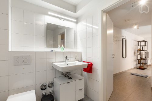 All-inclusive 2-room apartment (54 sqm), located close to Bonn city center—offering you relaxed, quiet privacy—featuring comfortable furnishings, a clean design, and fast Wi-Fi