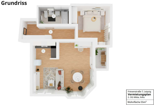 Apartment in Friesenstraße, Leipzig for 55 m² with 1 bedroom