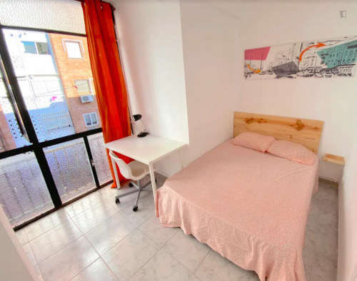 Deluxe sunny room near center with integrated terrace, AC, double bed, WIFI, TV