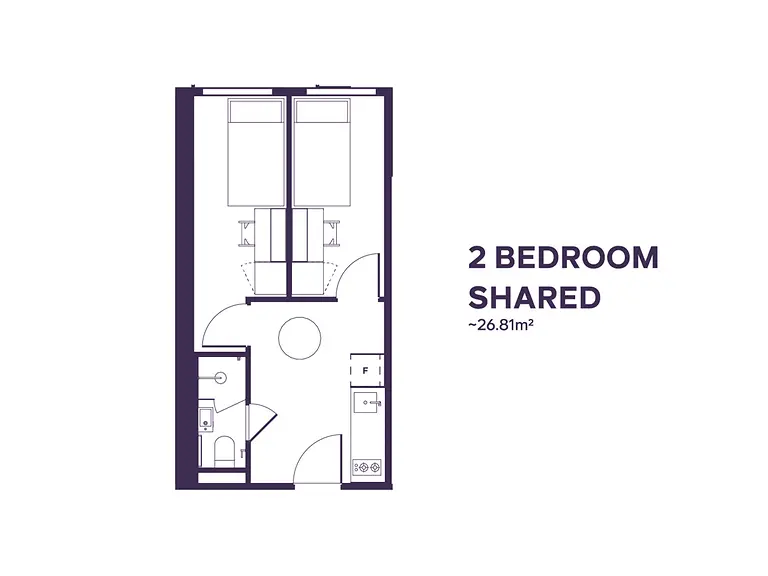 2 Bedroom Shared Apartment - Yugo Perth University Campus - Gallery - 6