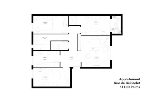 Shared accommodation for 3 people, 69m² - Floorplans