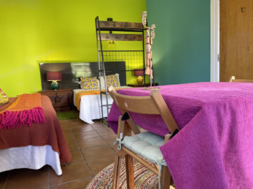 Colourful Double Bedroom with a private bathroom close to  Soudos - Vila Nova Train Station