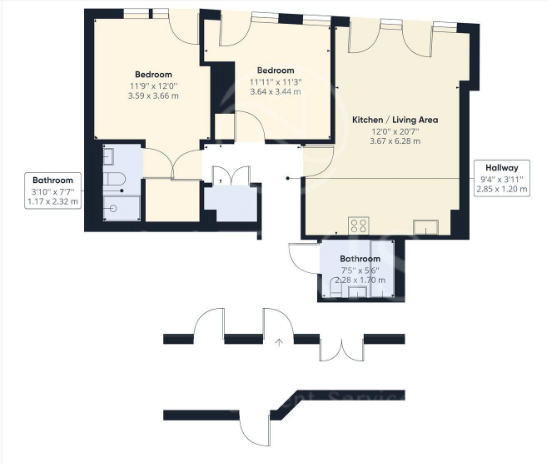 Contemporary 8th Floor Two-Bed Two-Bath Apartment - 9