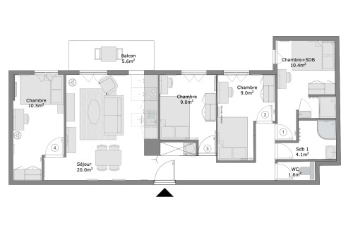 Saint-Denis Cervoisiers private room 1 - Floorplans