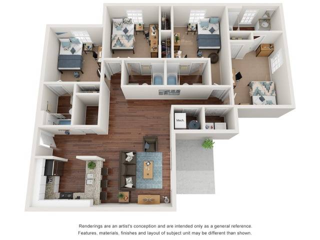  4x4 Super Deluxe  -  Student Quarters Johnson City | Student Housing  - Gallery -  2