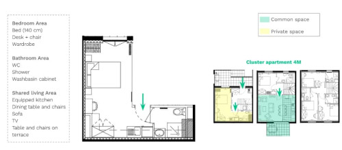 Bedroom with private bathroom in a 5-bedroom apartment - Room 1 (Apartment 4M) - Gallery - 8