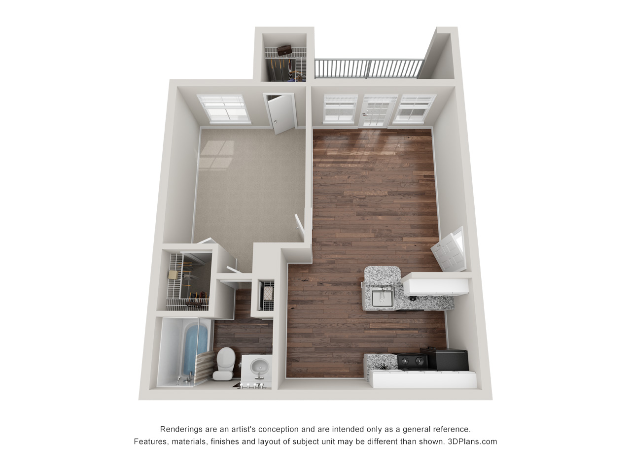 1 Bedroom - 1 Bath/Private ( Unfurnished ) - Cambridge Oaks, UH Housing - Gallery - 3