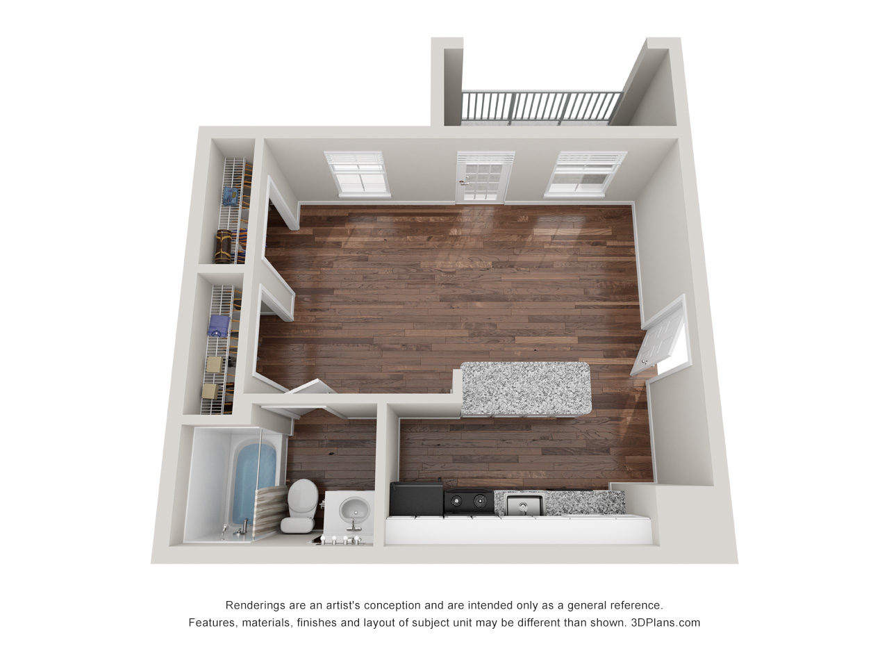 Studio Efficiency ( Unfurnished ) - Cambridge Oaks, UH Housing - Gallery - 1
