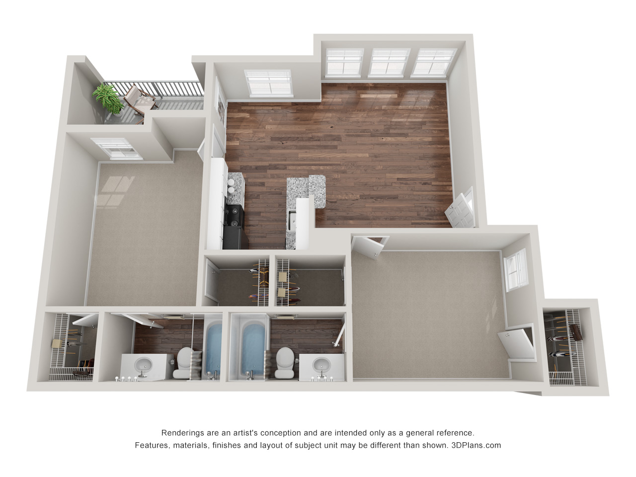 2 Bedroom - 2 Bath/Private Bedroom ( Unfurnished ) - Cambridge Oaks, UH Housing - Gallery - 1