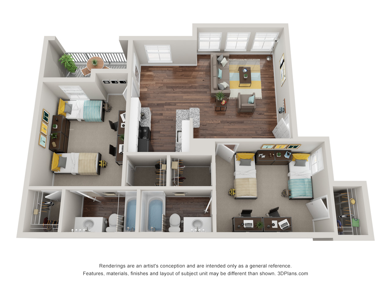2 Bedroom - 2 Bath Shared Bedroom ( Furnished ) - Cambridge Oaks, UH Housing - Gallery - 2