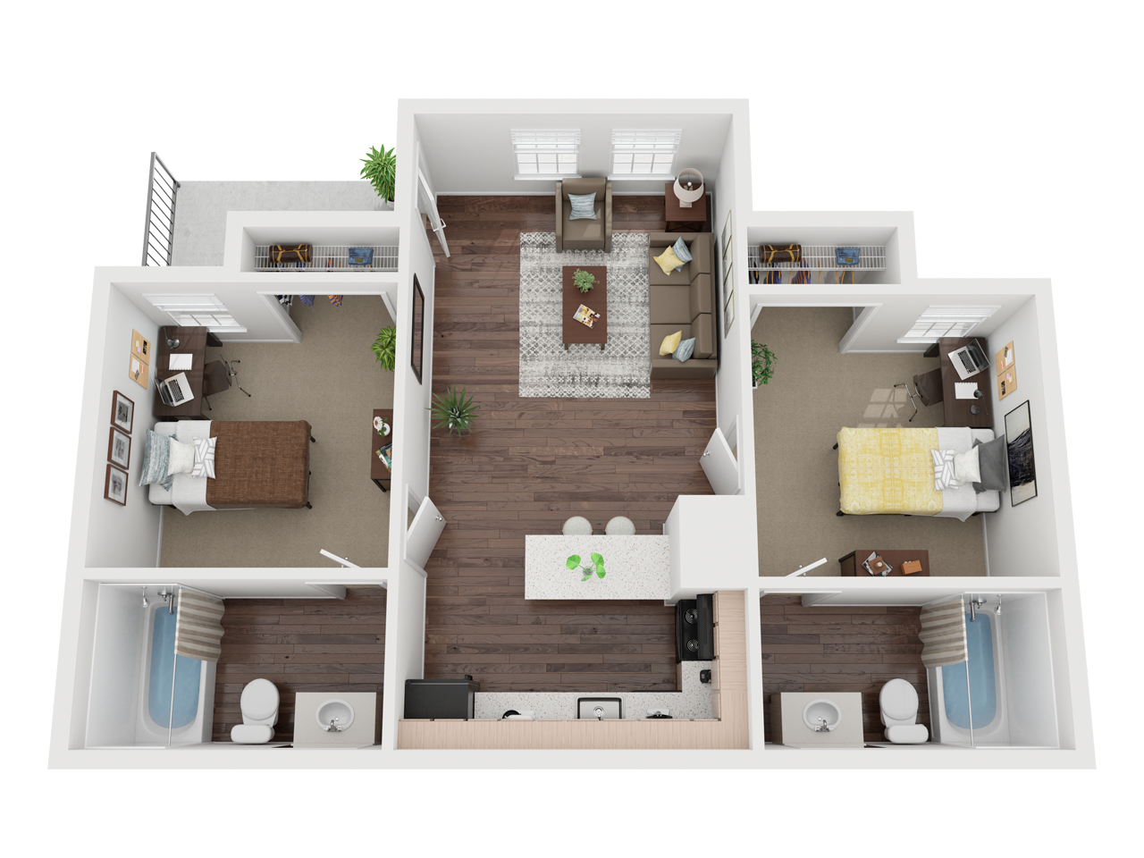  2 Bedroom - 2 Bath Furnished  -  Centennial Court, UTA Housing  - Gallery -  3