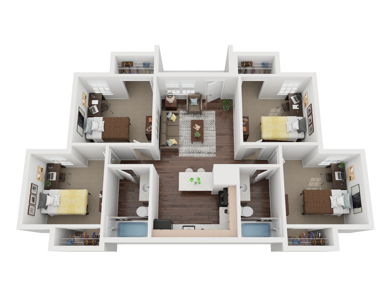  4 Bedroom - 2 Bath Furnished  -  Centennial Court, UTA Housing  - Gallery -  5