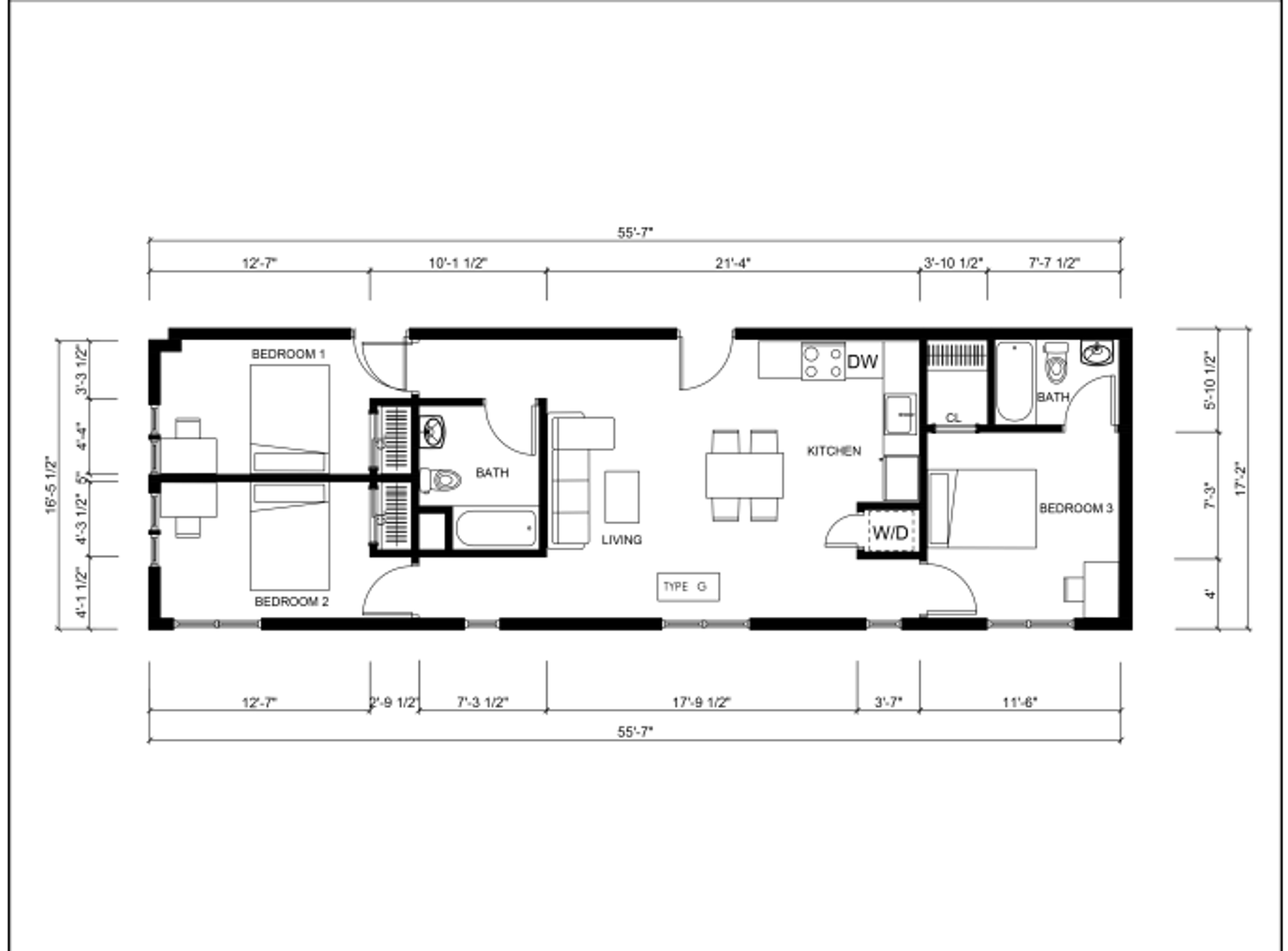 3 Bed 2 Bath Type G Unit 403, 503 - 2