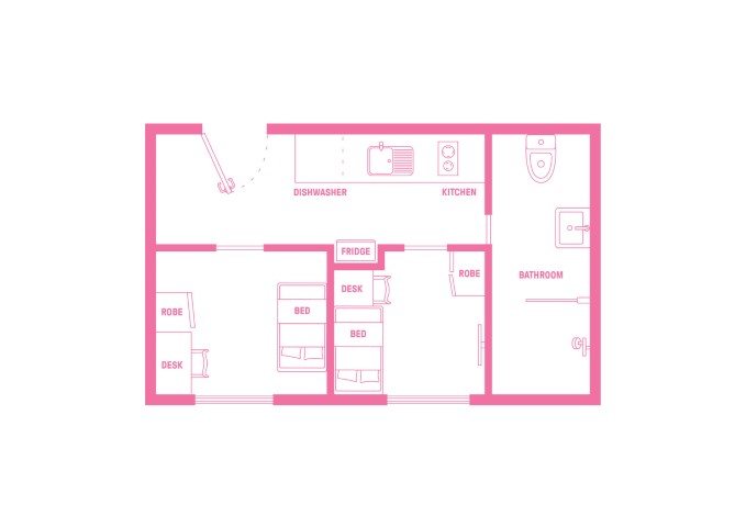 King Single Bed With 2 Bed Apartment - 3