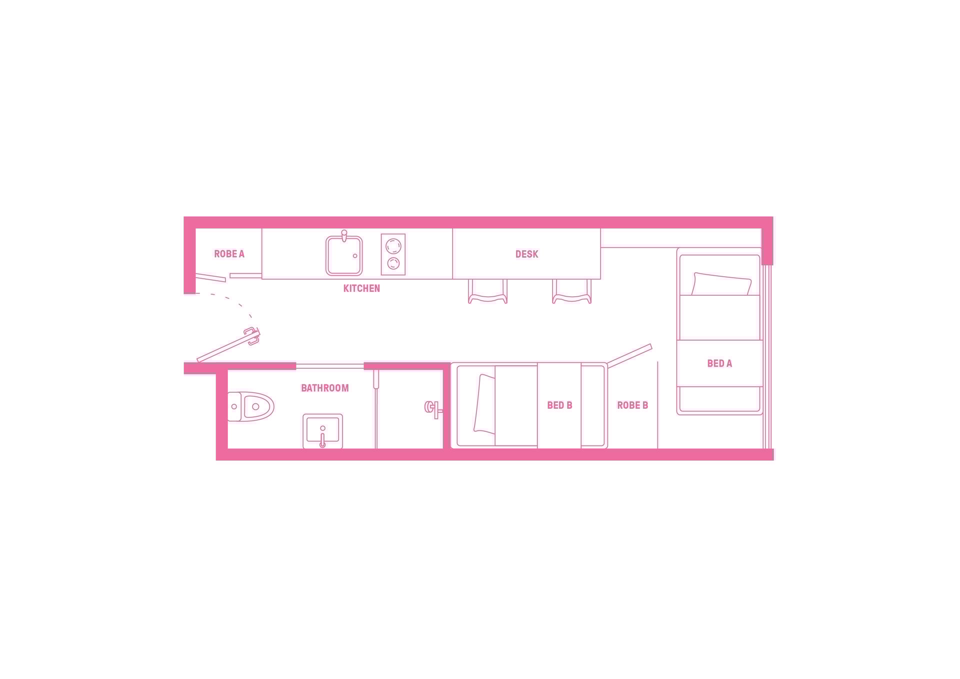  King Single Bed With Twin Mix Apartment  -  Atira Merivale Street - South Brisbane  - Gallery -  16