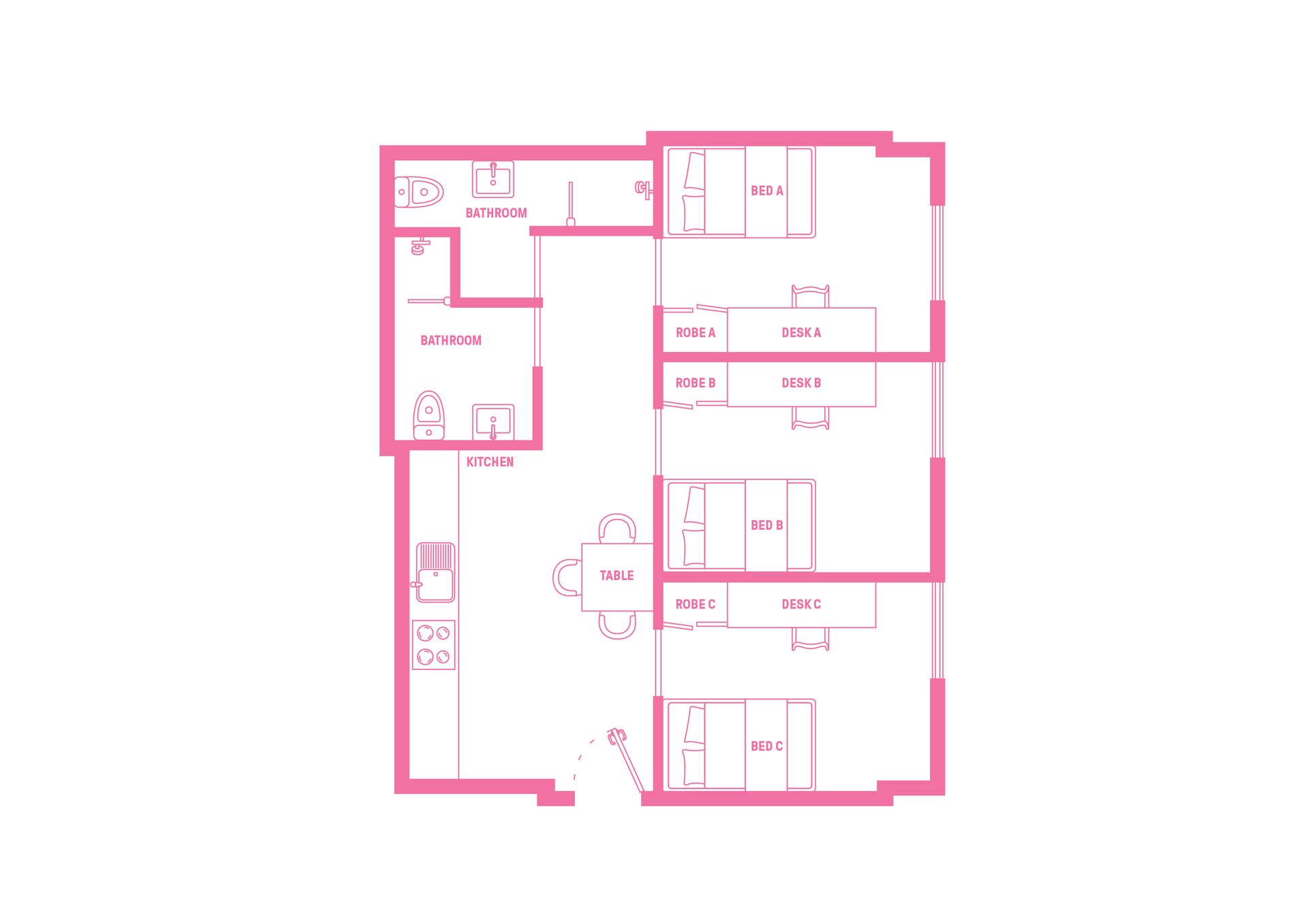  Single Bed With 3 Bed Apartment  -  Atira Merivale Street - South Brisbane  - Gallery -  8