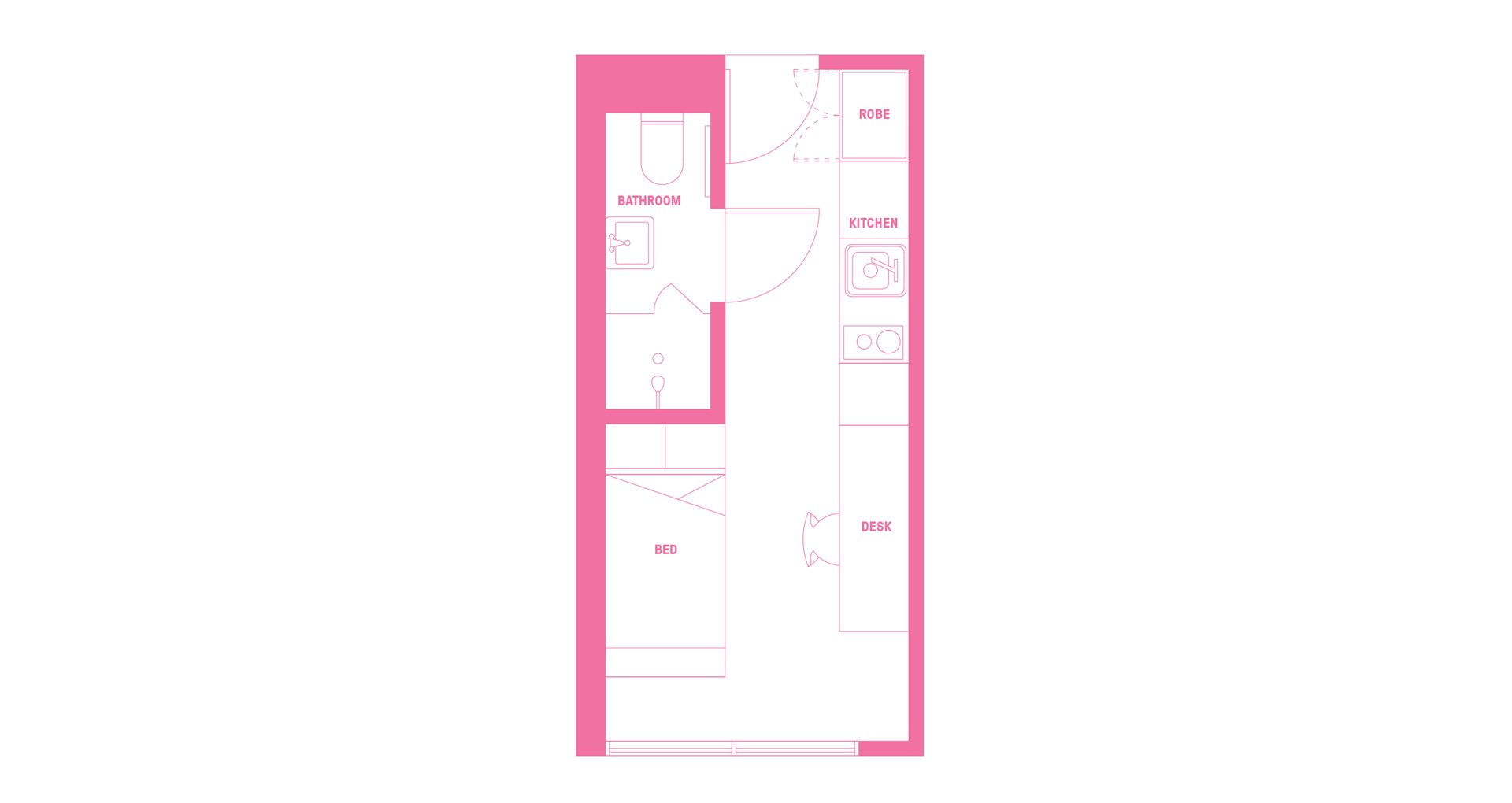  Signature Studio Apartment - King Single Bed With Standard View  -  Atira Merivale Street - South Brisbane  - Gallery -  2