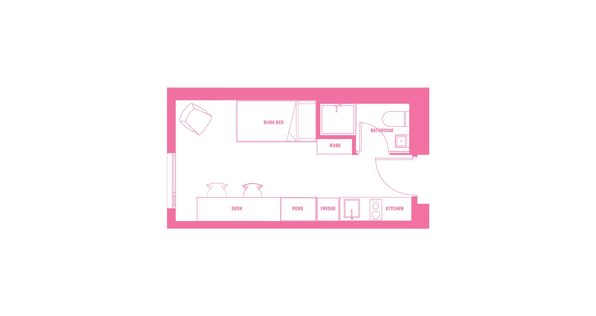  Twin Bunk Apartment - King Single Bed With Standard View  -  Atira Waymouth Street  - Gallery -  4