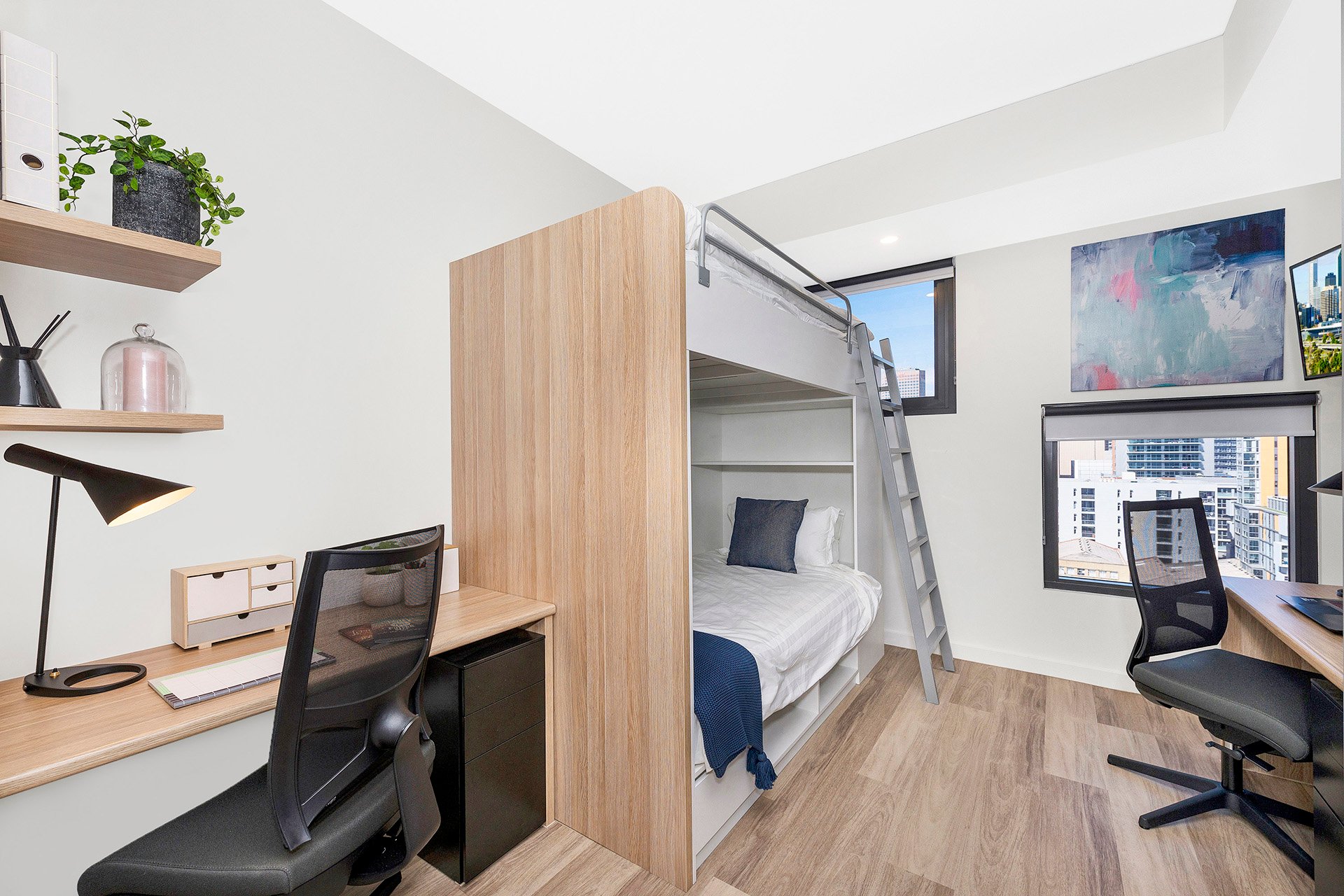  Twin Bunk Apartment - King Single Bed With Standard View  -  Atira Waymouth Street  - Gallery -  3