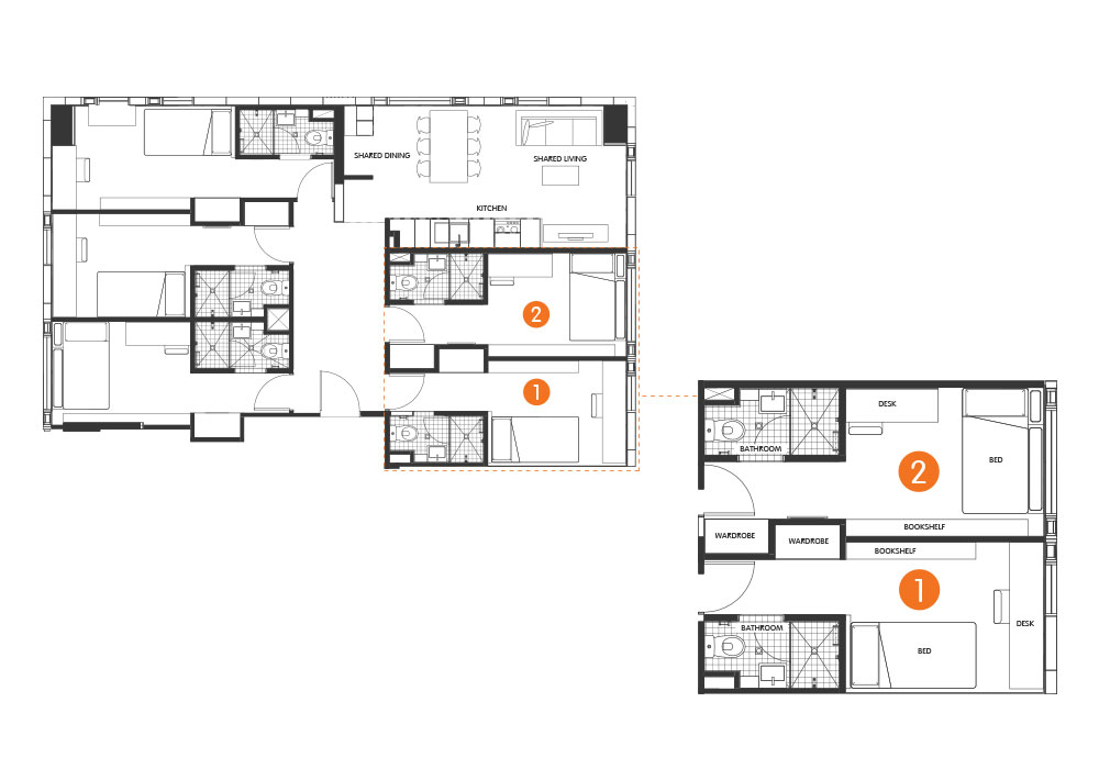  سنجل بيد رووم - 5 شير ابارتمنت  -  اجلو بارسبين سيتي  - Gallery -  7