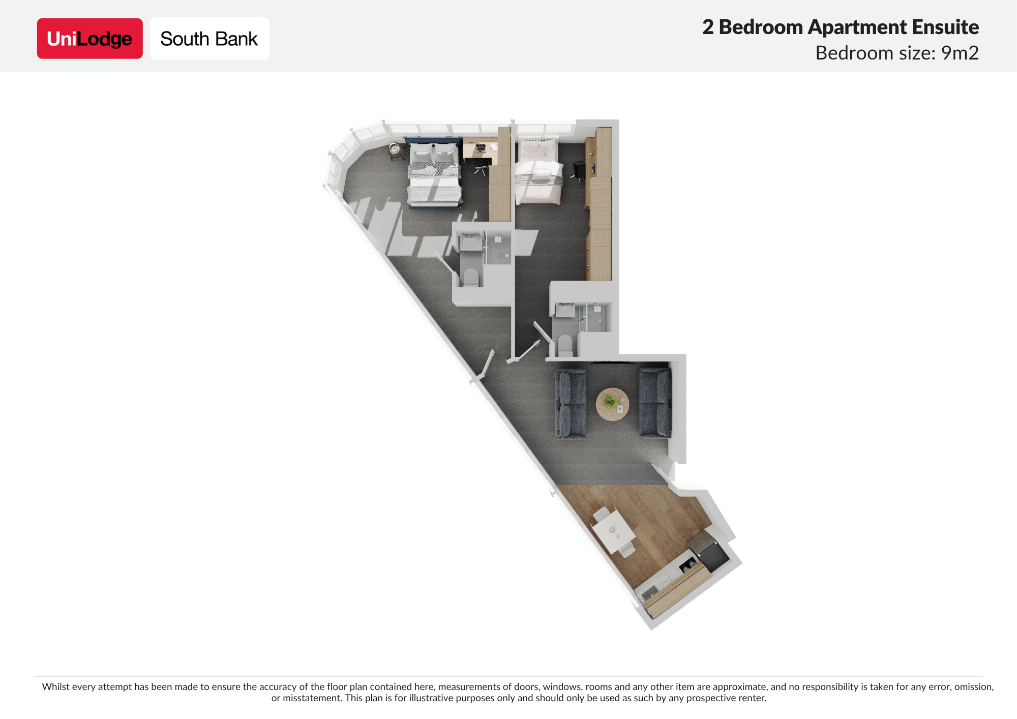 2 Bedroom Ensuite Apartment - UniLodge South Bank - Gallery - 3