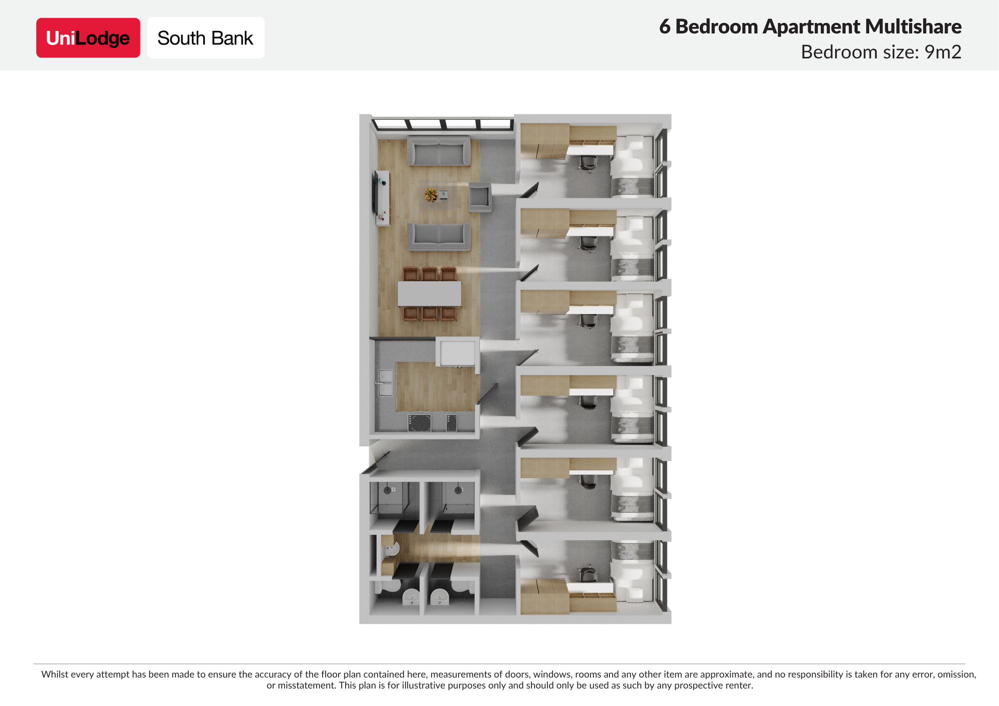  6 Bedroom Multi-Share Apartment  -  UniLodge South Bank  - Gallery -  7