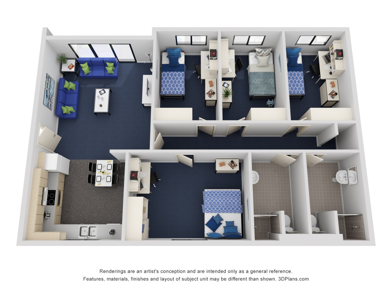 4 Bedroom Apartment South Double - Murdoch University Village - Gallery - 2