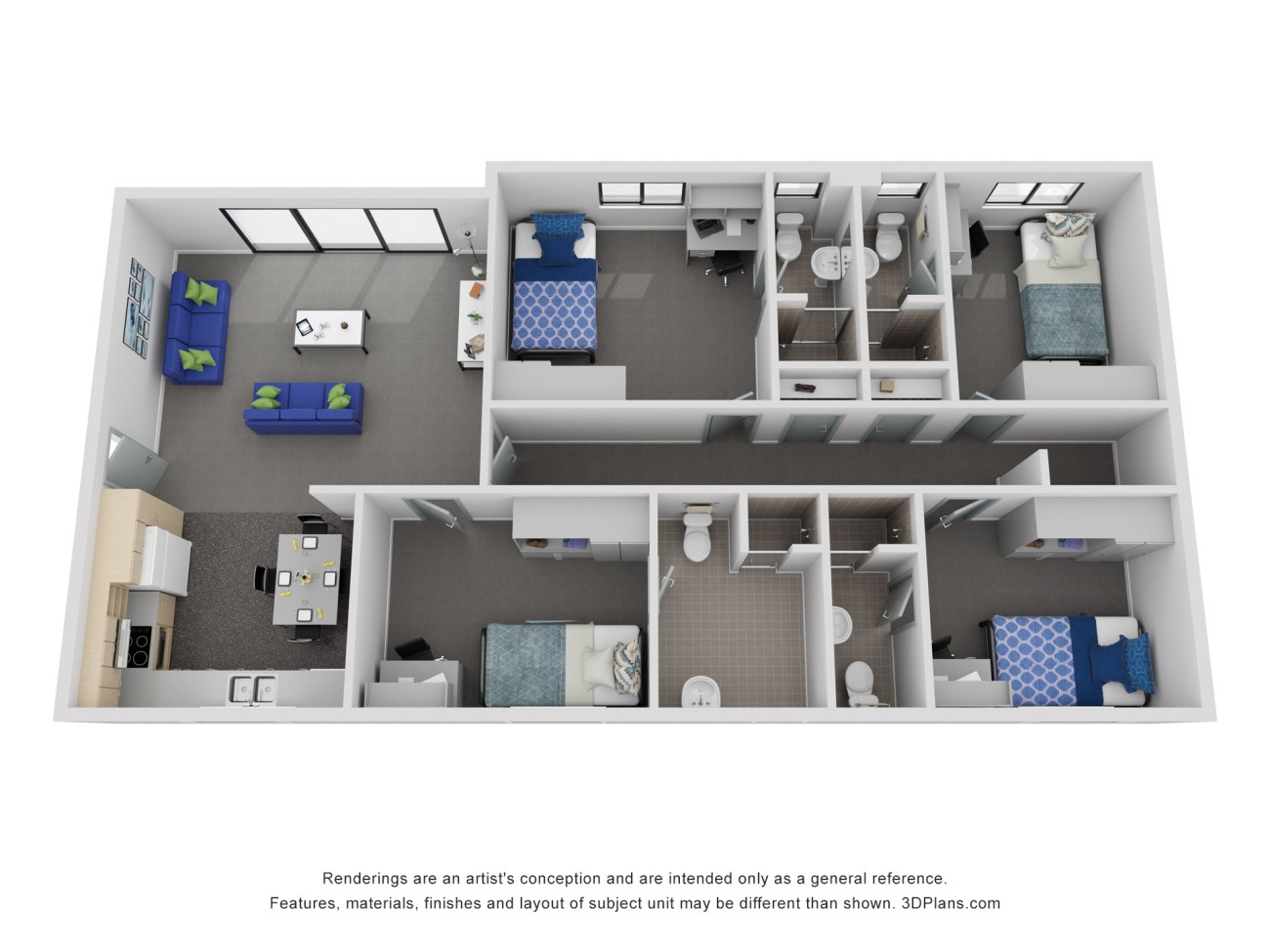 4 Bedroom Apartment South En-Suite - Murdoch University Village - Gallery - 3