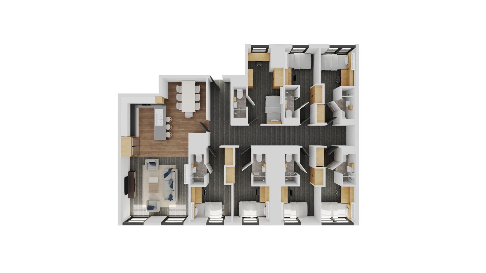 7 Bedroom Multishare Ensuite - UniLodge Melbourne City - Gallery - 3