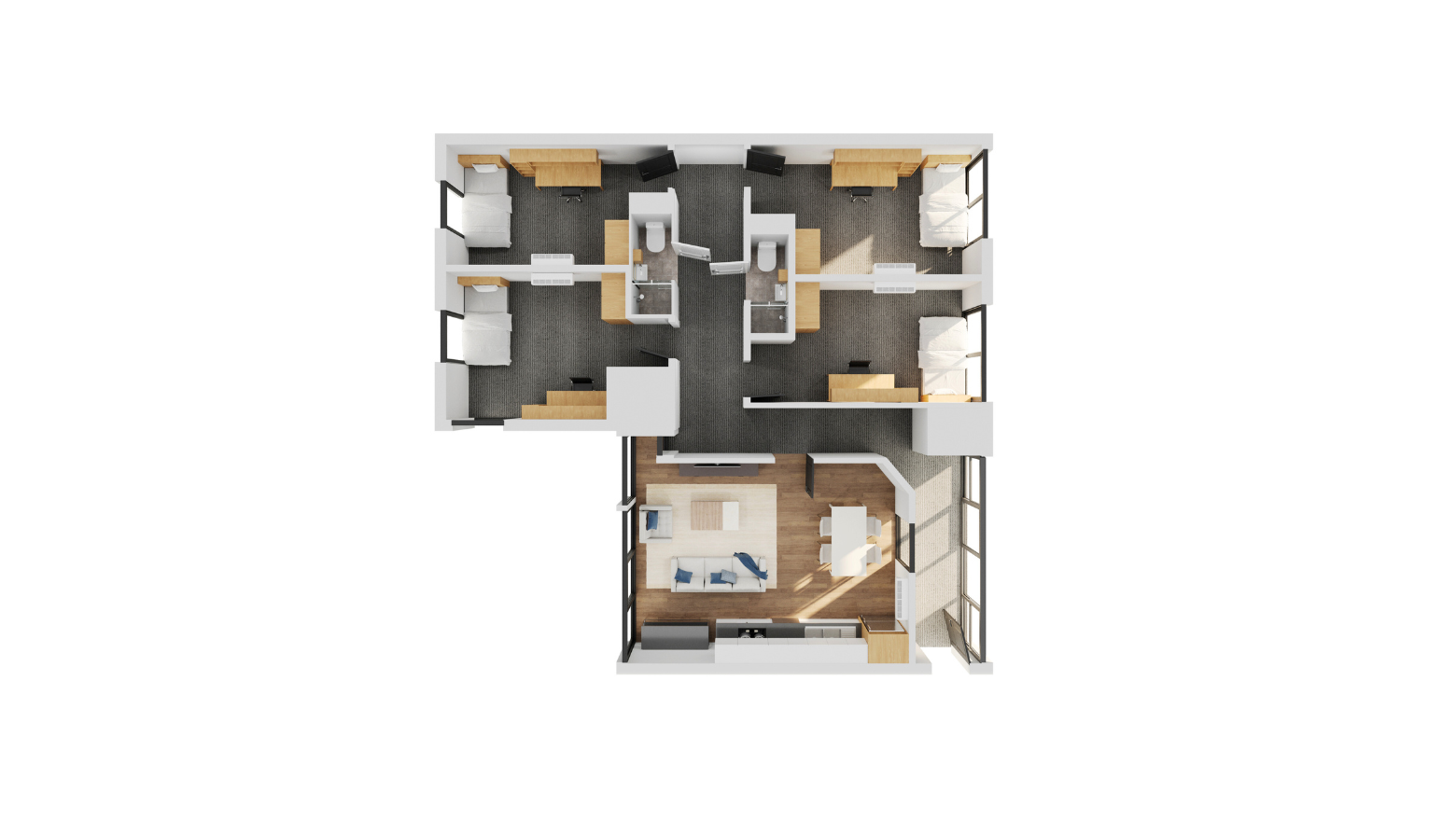 4 Bedroom Multishare Shared Bathroom - 4