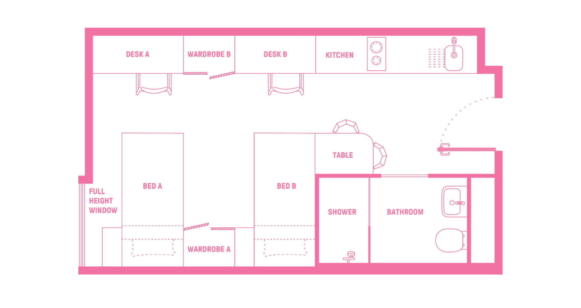  King Single Bed, Signature Plus Twin Apartment, Standard View  -  Scape Redfern  - Gallery -  2