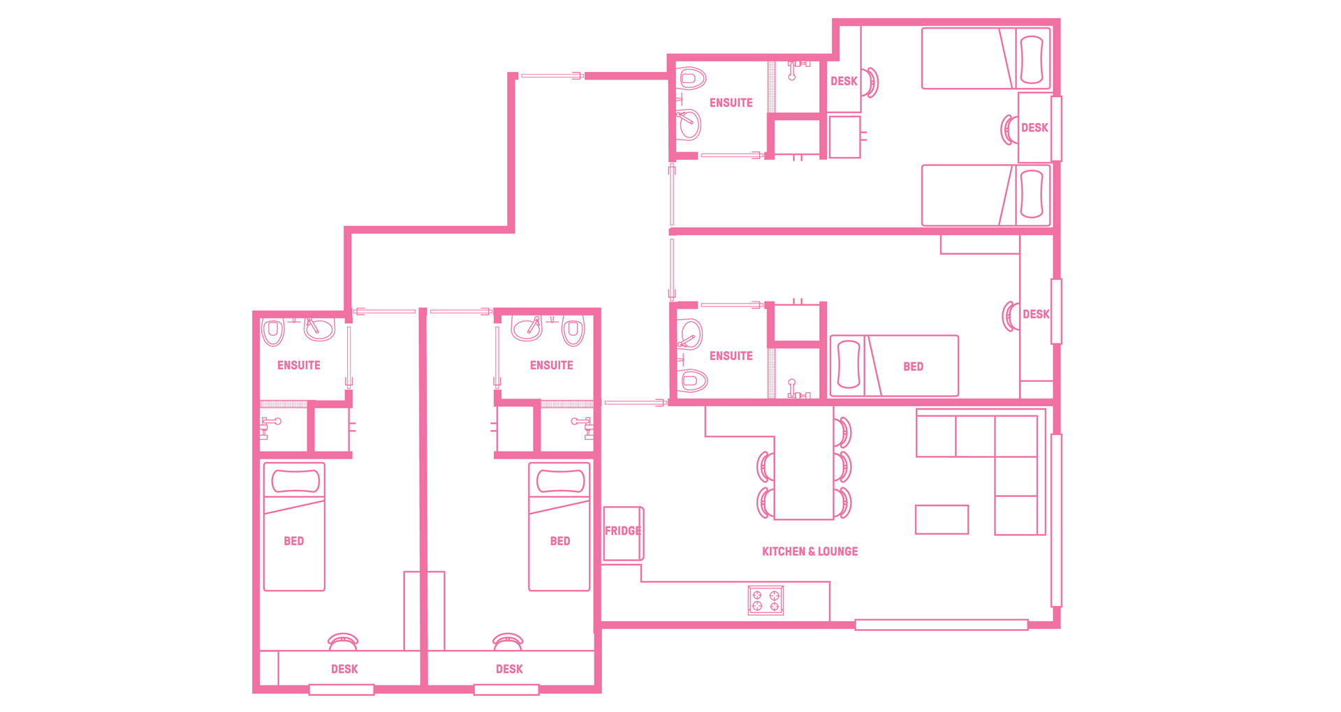  King Single Bed, 5 Bed Apartment With En-Suite  -  Urbanest North Terrace  - Gallery -  2