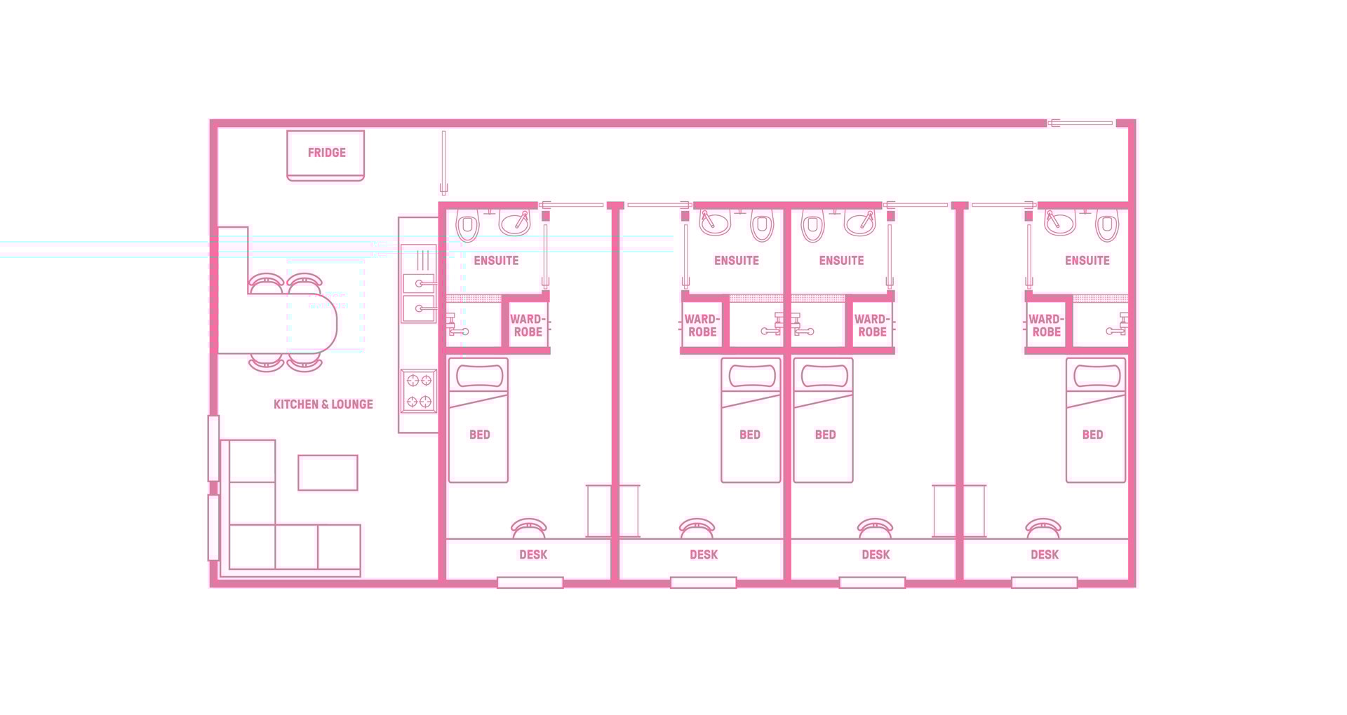  King Single Bed, Shared Apartment, 6 Bed Apartment With Ensuite  -  Scape Tribune  - Gallery -  15