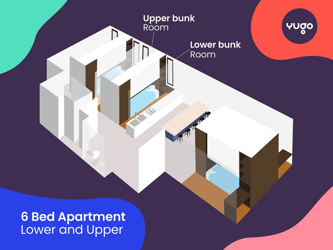  6 Bed Apartment Lower (Bunk Cabin)  -  University Square  - Gallery -  7