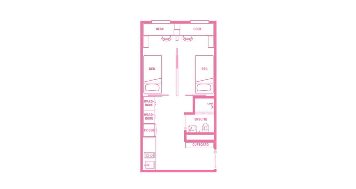  Single Bed, 2 Bed Shared Apartment, Standard View  -  Urbanest Swanston Street  - Gallery -  3
