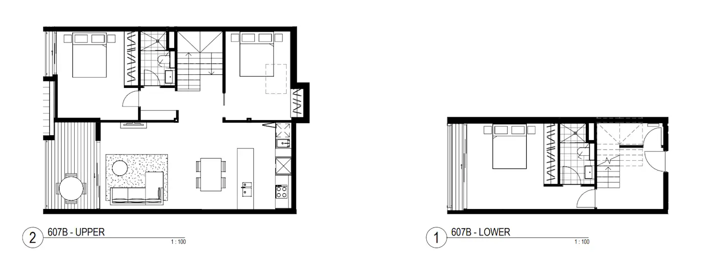  604, 607, 608 /  Furnished 3Bed + 2Bath + 1Balcony + 2Juliet Balcony  -  UKO Camperdown  - Gallery -  3