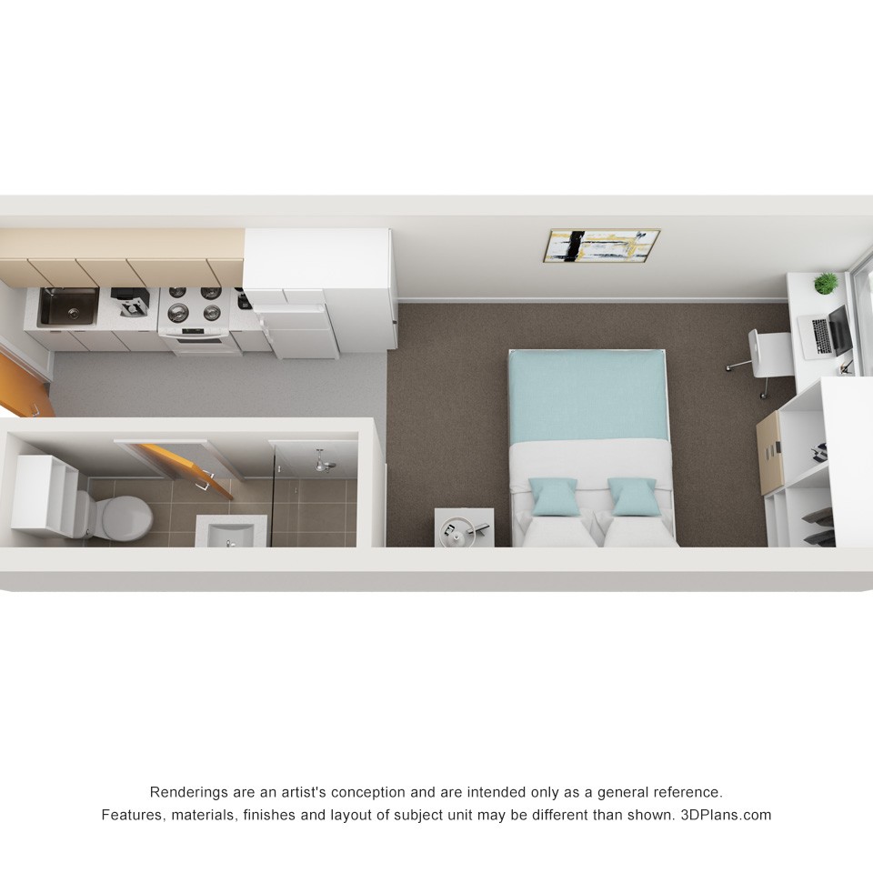 Large Studio Apartment With Aircon - Student Village Melbourne - Gallery - 5