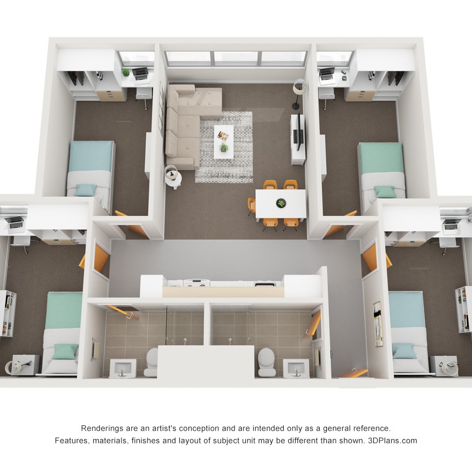4 Bedroom Apartment With Air Conditioning - Student Village Melbourne - Gallery - 1