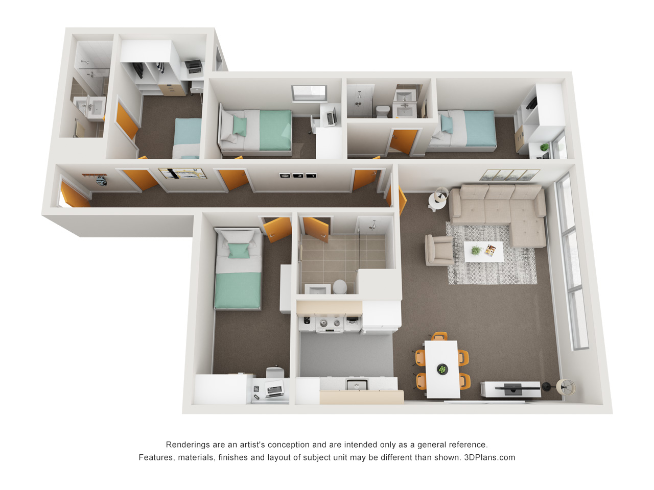 4 Bedroom Apartment En-Suite - Student Village Melbourne - Gallery - 1