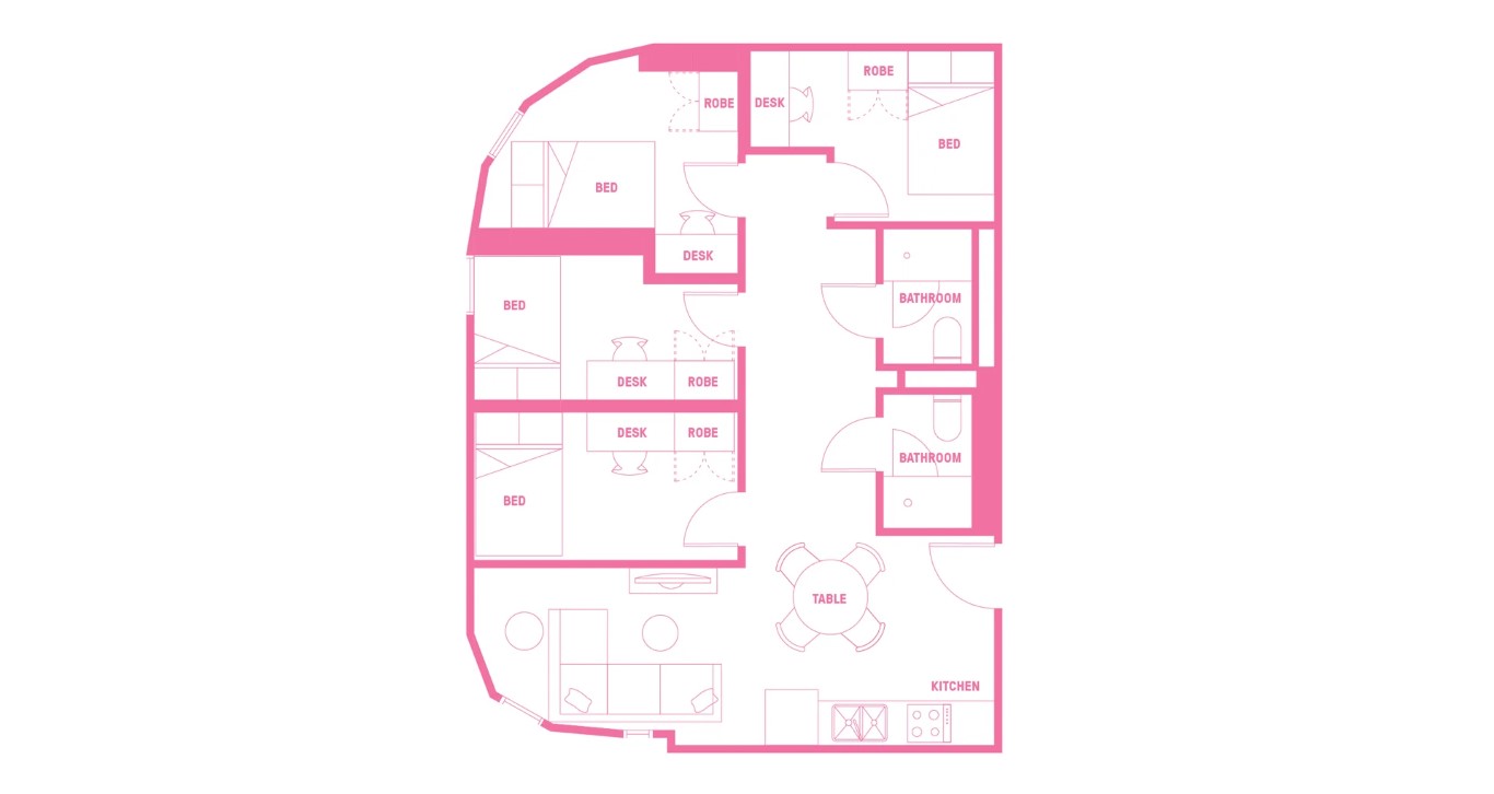 King Single Bed, 4 Bed Apartment - Scape Peel - Gallery - 9