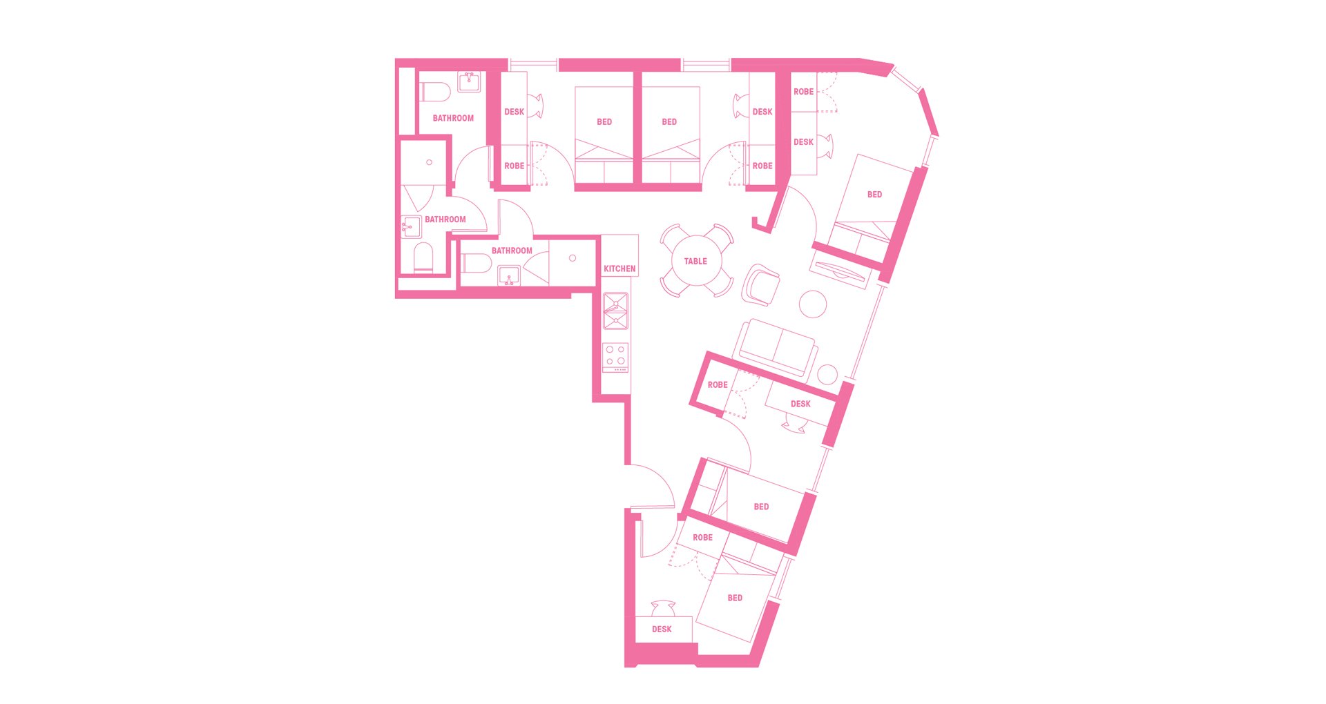  King Single Bed, 5 Bed Apartment  -  Scape Peel  - Gallery -  12