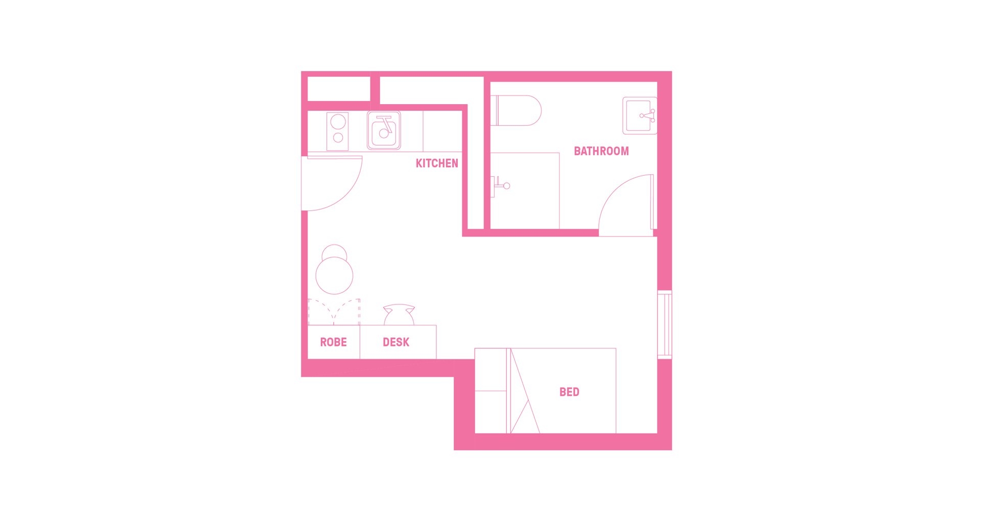  Double Bed, Large Studio Apartment, Standard View  -  Atira Peel St  - Gallery -  2