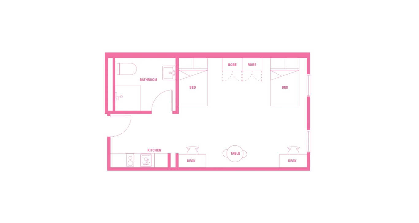  King Single Bed, Signature Plus Twin Apartment, Standard View  -  Atira Peel St  - Gallery -  5