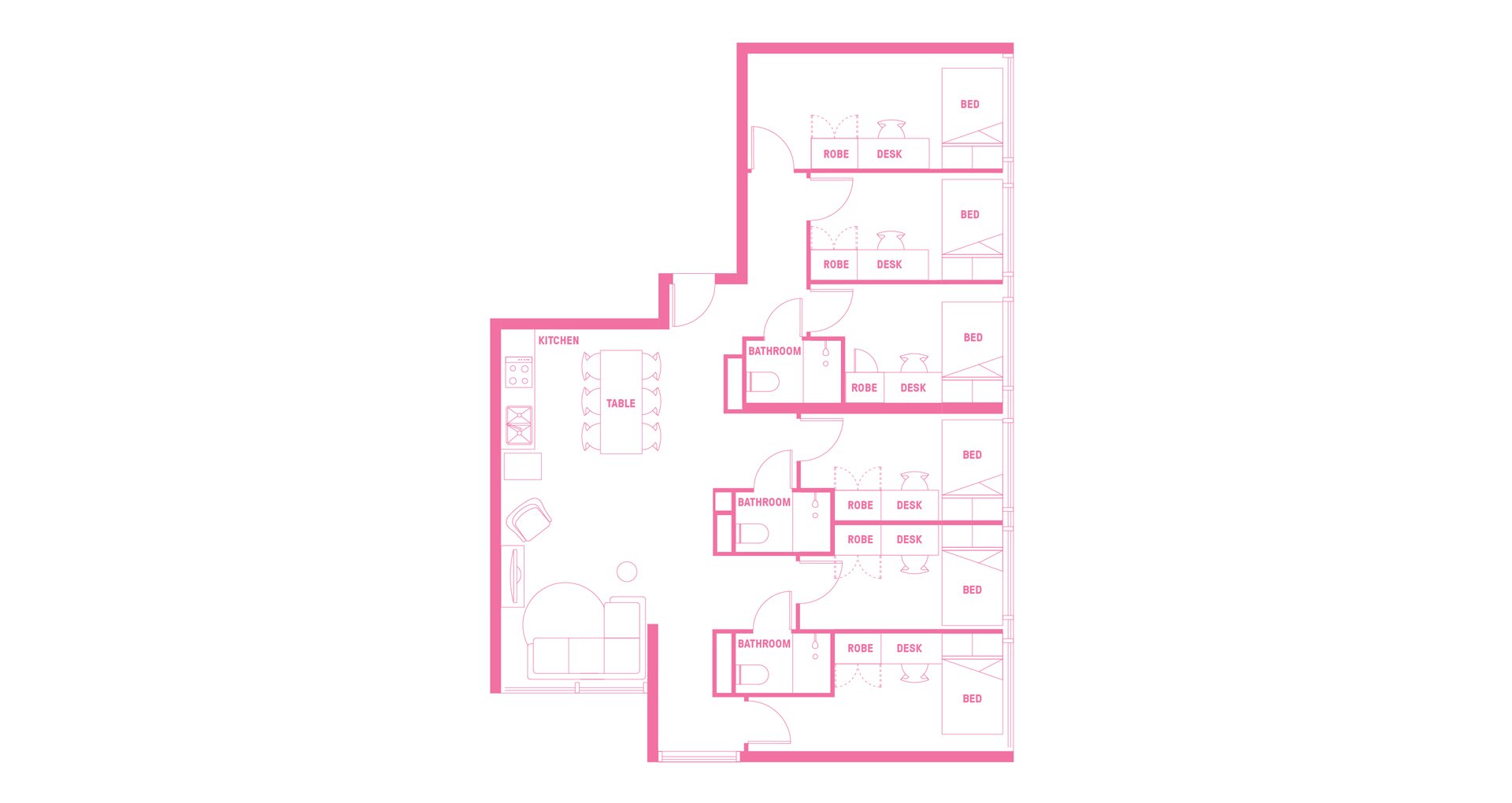 King Single Bed, 6 Bed Apartment - High Floor  -  اتيرا لاتروب اس تي  - Gallery -  4