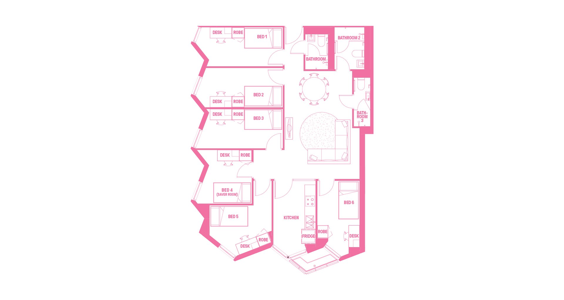 King Single Bed, 6 Bed Apartment - Scape St Lucia - Gallery - 11