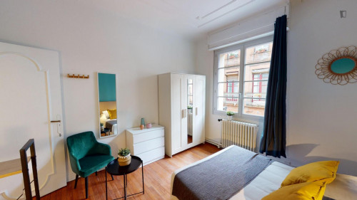 Bright double bedroom in a student flat in Dupuy