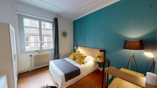 Bright double bedroom in a student flat in Dupuy